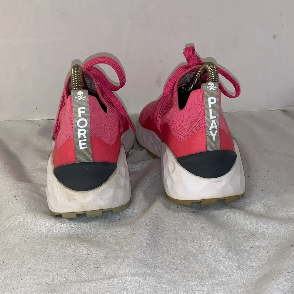 G/FORE Women’s ‘Day Glo’ Hot Pink Knit Lace-Up Spikeless Golf Shoes
